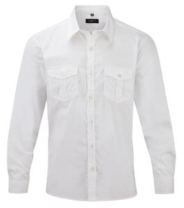 Russell Collection R-918M-0 - Men`s Roll Sleeve Shirt LS Weiß