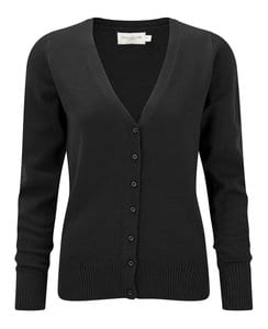 Russell Collection R-715F-0 - V-Neck Knitted Cardigan Schwarz