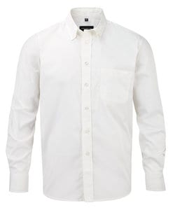 Russell Collection R-916M-0 - Klassisches Twill Hemd Langarm Weiß