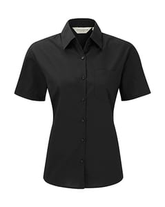 Russell Collection R-935F-0 - Popelin Bluse Schwarz