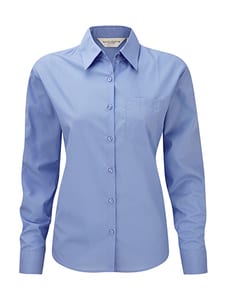 Russell Collection R-934F-0 - Popelin Bluse Langarm Corporate Blue