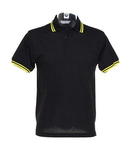 Kustom Kit KK409 - Tipped Collar Poloshirt Black/Yellow