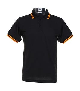 Kustom Kit KK409 - Tipped Collar Poloshirt Black/Orange