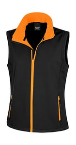 Result Core R232F - Bedruckbarer Damen Soft Shell Bodywarmer Black/Orange