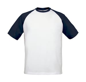 B&C Baseball - T-Shirt Baseball - TU020 Weiß / Navy