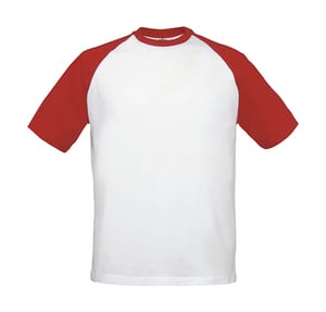 B&C Baseball - T-Shirt Baseball - TU020 Weiß / Rot