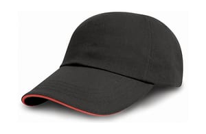 Result Headwear RC50 - Brushed Cotton Drill Cap Schwarz / Rot