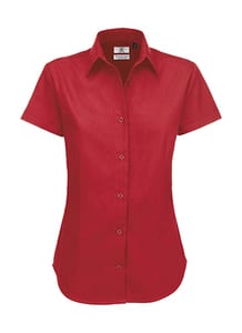 B&C SWT84 - Twill Kurzarm Bluse Deep Red