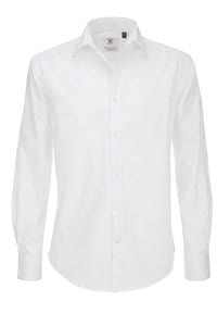 B&C SMP21 - Popelin/Elasthan Langarm Hemd Weiß