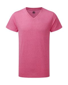 Russell Europe R-166M-0 - Men’s V-Neck HD Tee Pink Marl