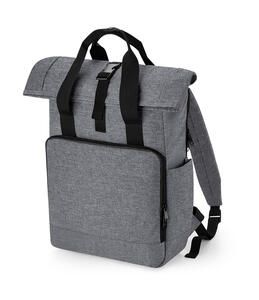 Bag Base BG118L - Recycled Twin Handle Roll-Top Laptop Backpack Grey Marl