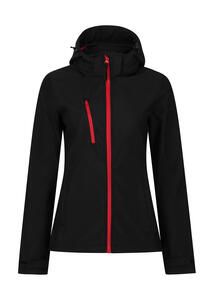 Regatta Professional TRA702 - Women's Venturer 3-Layer Hooded Softshell Jacket Schwarz / Rot