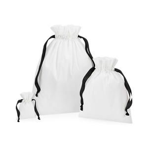 Westford Mill W121 - Cotton Gift Bag with Ribbon Drawstring Soft White/Black