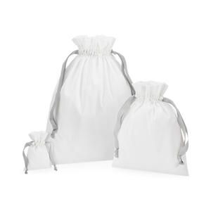 Westford Mill W121 - Cotton Gift Bag with Ribbon Drawstring Soft White/Light Grey