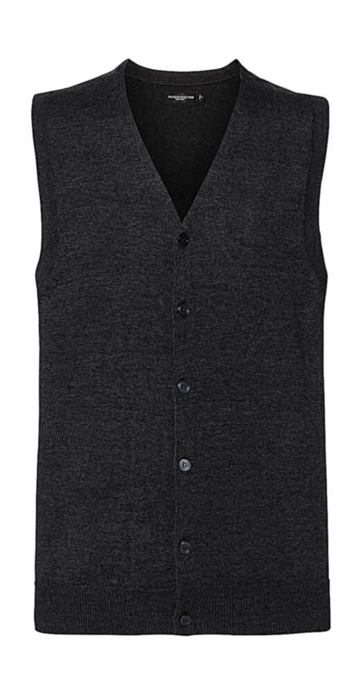 Russell Collection 0R719M0 - Men's V-Neck Sleeveless Knitted Cardigan