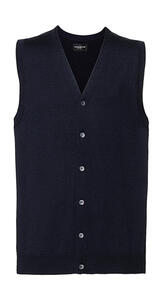 Russell Collection 0R719M0 - Men's V-Neck Sleeveless Knitted Cardigan French Navy