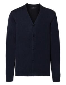 Russell Collection 0R715M0 - Men's V-Neck Knitted Cardigan French Navy