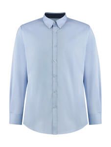 Kustom Kit KK190 - Contrast Premium Oxford Button Down Shirt LS Light Blue/Navy