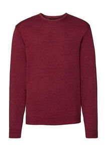 Russell Collection 0R717M0 - Men's Crew Neck Knitted Pullover Cranberry Marl