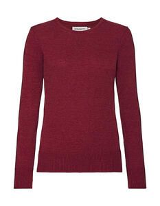 Russell Collection 0R717F0 - Ladies' Crew Neck Knitted Pullover Cranberry Marl