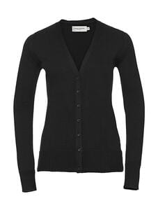 Russell Collection R-715F-0 - V-Neck Knitted Cardigan Charcoal Marl