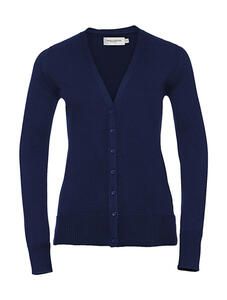 Russell Collection R-715F-0 - V-Neck Knitted Cardigan Denim Marl