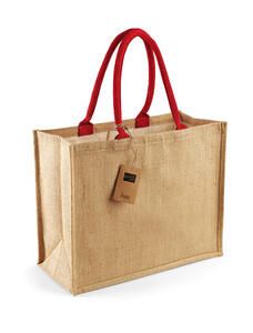 Westford Mill W412 - Jute Mini Gift Bag Natural/Bright Red