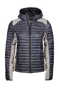 Tee Jays 9611 - Ladies' Hooded Outdoor Crossover Jacket Space Grey / Grey Melange