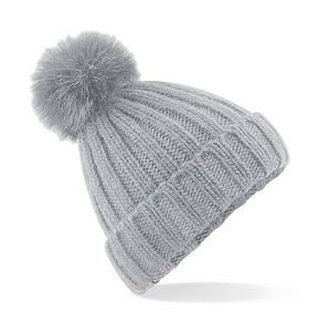 Beechfield B413 - Verbier Fur Pop Pom Chunky Beanie Light Grey