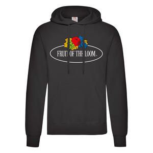 Fruit of the Loom Vintage Collection 012208A - Vintage Hooded Sweat Classic Large Logo Print Schwarz