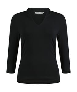 Kustom Kit KK785 - Regular Fit Mandarin Collar Top 3/4 Sleeve Schwarz