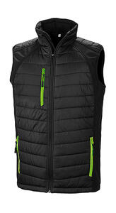 Result Genuine Recycled R238X - Compass Padded Softshell Gilet Black/Lime
