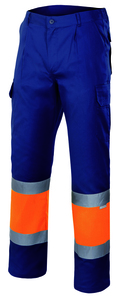 Velilla 156 - HV TWO-TONE LINED TROUSERS MARINE BLUE/HI-VIS ORANGE